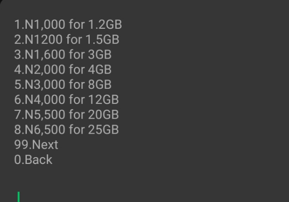 List of MTN monthly data bundles