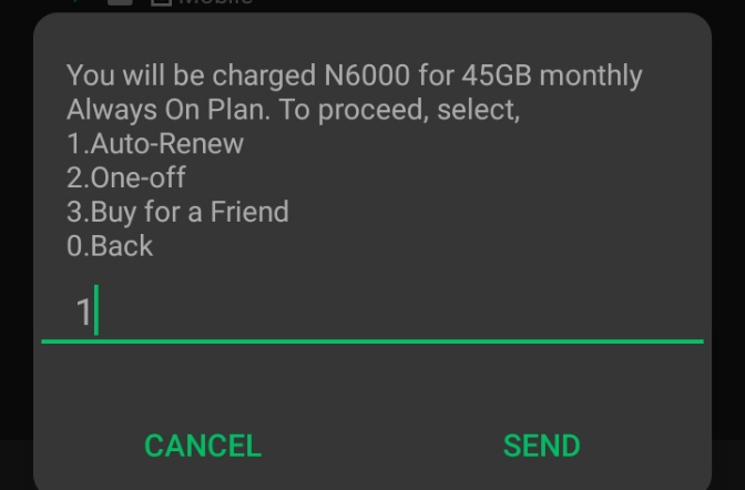 Step 5 on how to buy mtn always on data plan